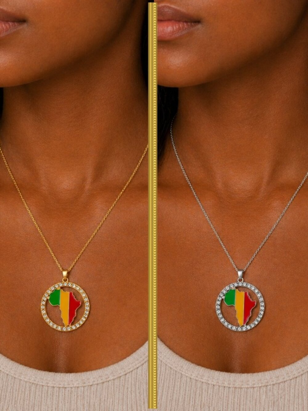 Africa Pendant on Gold or Silver Color Chain